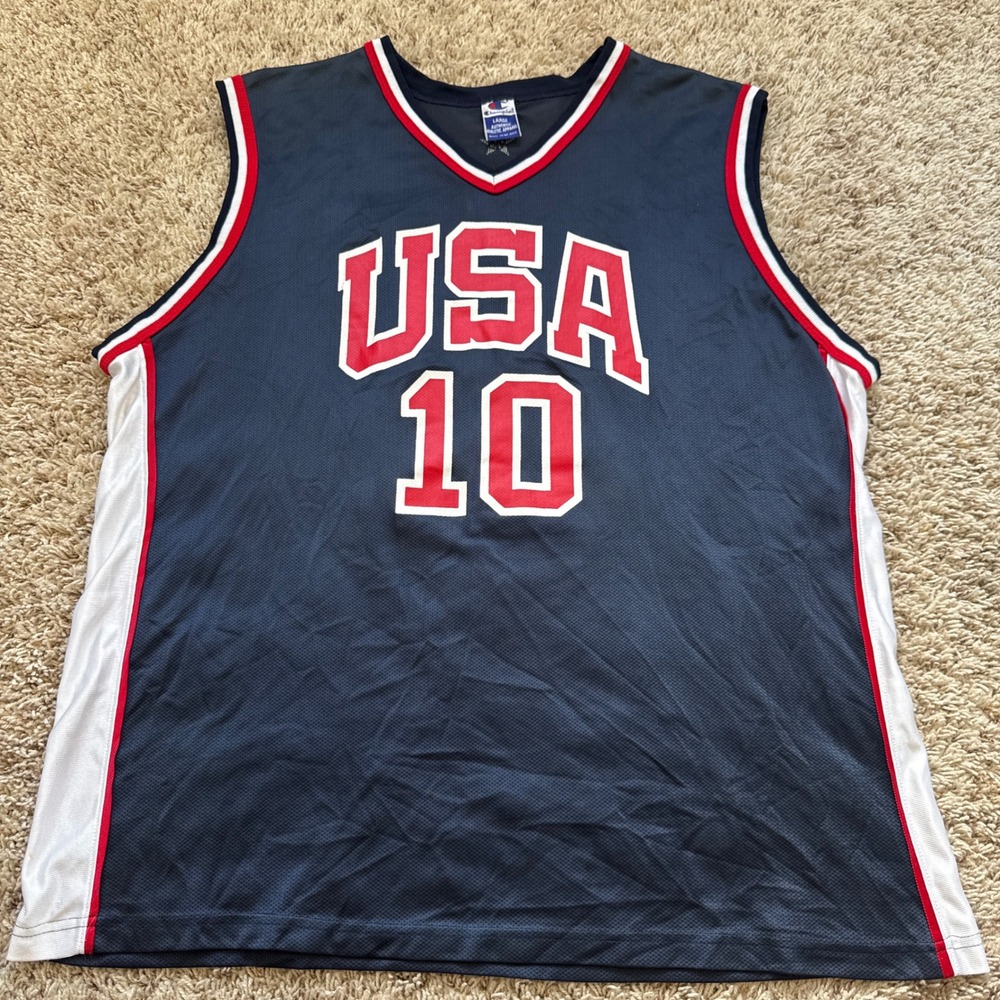 Vintage Champion USA Basketball Jersey Kevin Garnett 10 Navy Blue Large 2000s